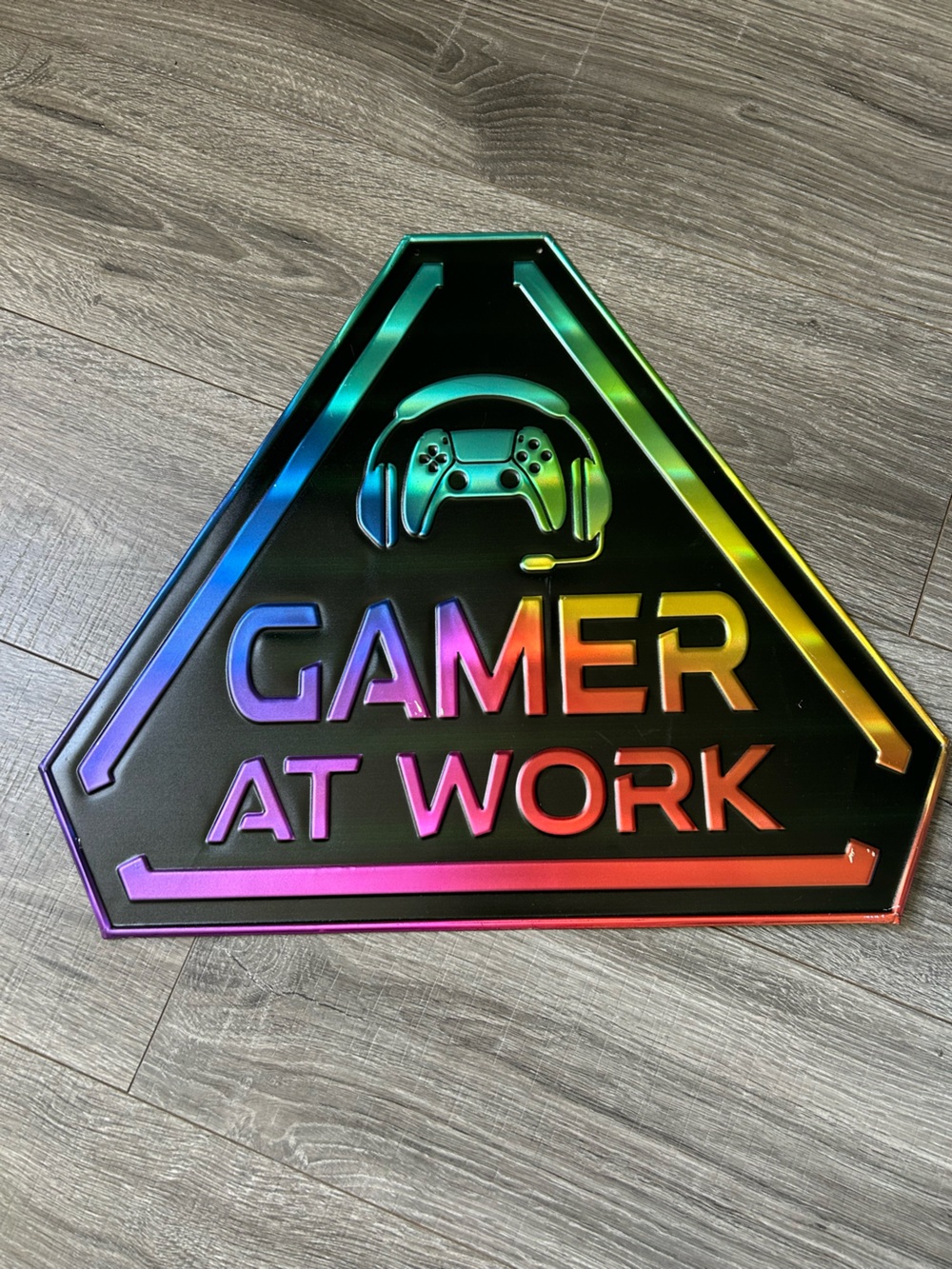 Gamer At Work Metal Sign - Multicolor